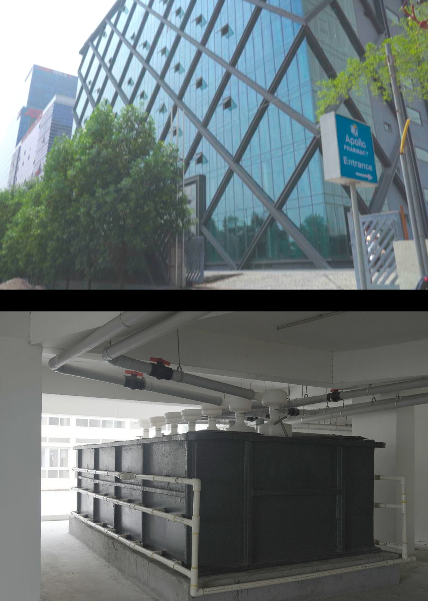 Building with an Aquatron STP installation and the plant room