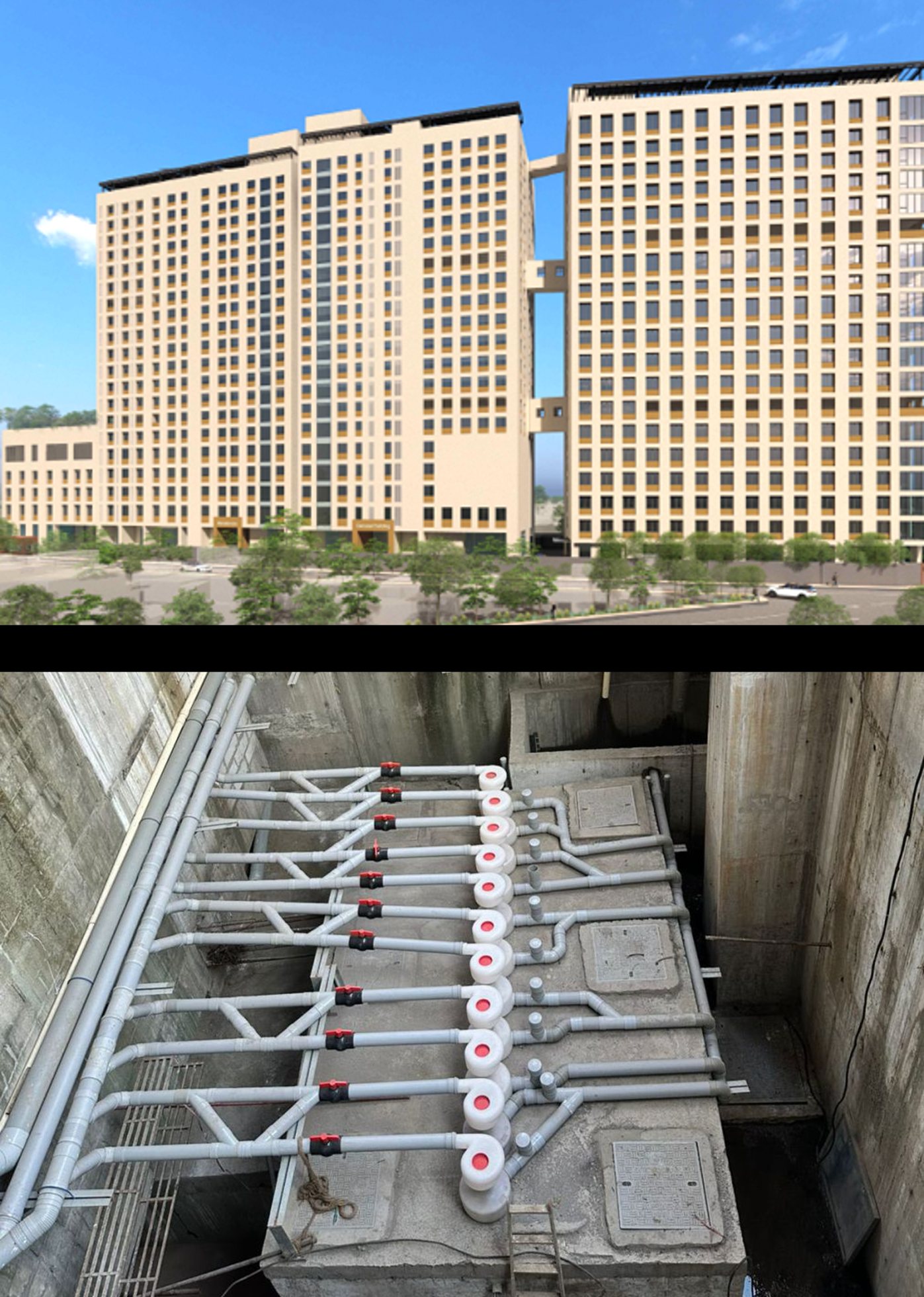 Building with an Aquatron STP installation and the plant room