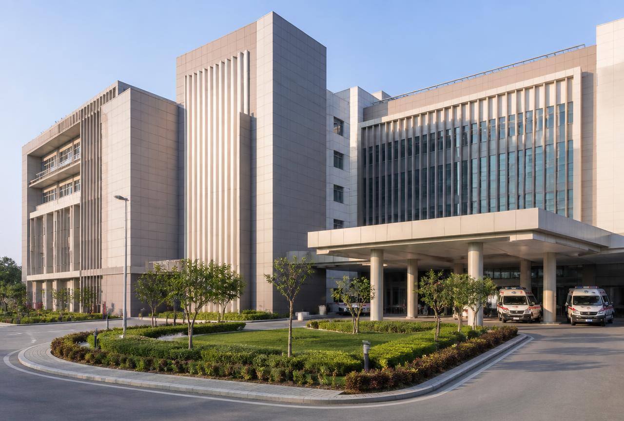 Modern multi-storey hospital building with a 320 KLD Aquatron sewage treatment plant